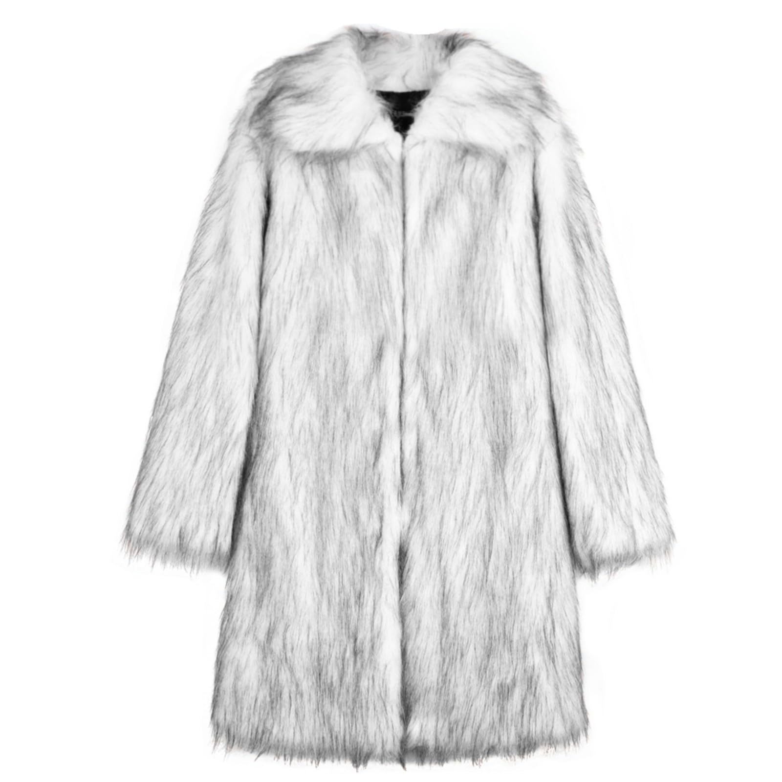 Vestes en fourrure pour homme - Veste en fourrure synthétique - Manteau en fourrure synthétique - Manches longues - Chaud - Veste d'hiver parka - Manteau d'hiver - Revers en fausse fourrure - Cardigan