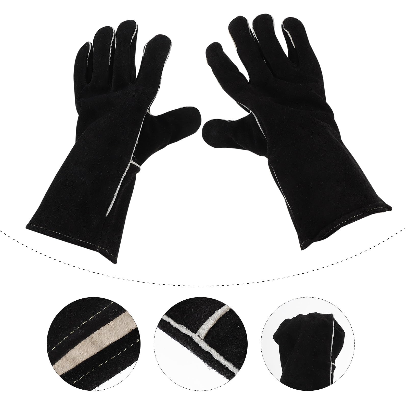 Verdickte Fäustlinge aus Leder Hitzebeständige Küchenhandschuhe mit Anti Rutsch Funktion Schützende Ofenhandschuhe für Küche und Grill