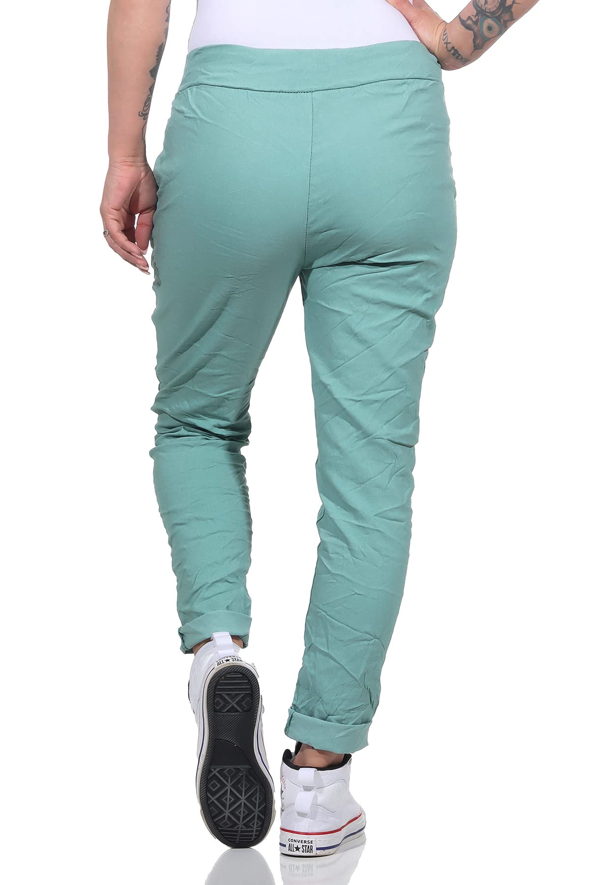 Pantaloni da jogging da donna in stile vintage, per tempo libero, sport e fitness 8115, nero, 46/50 IT