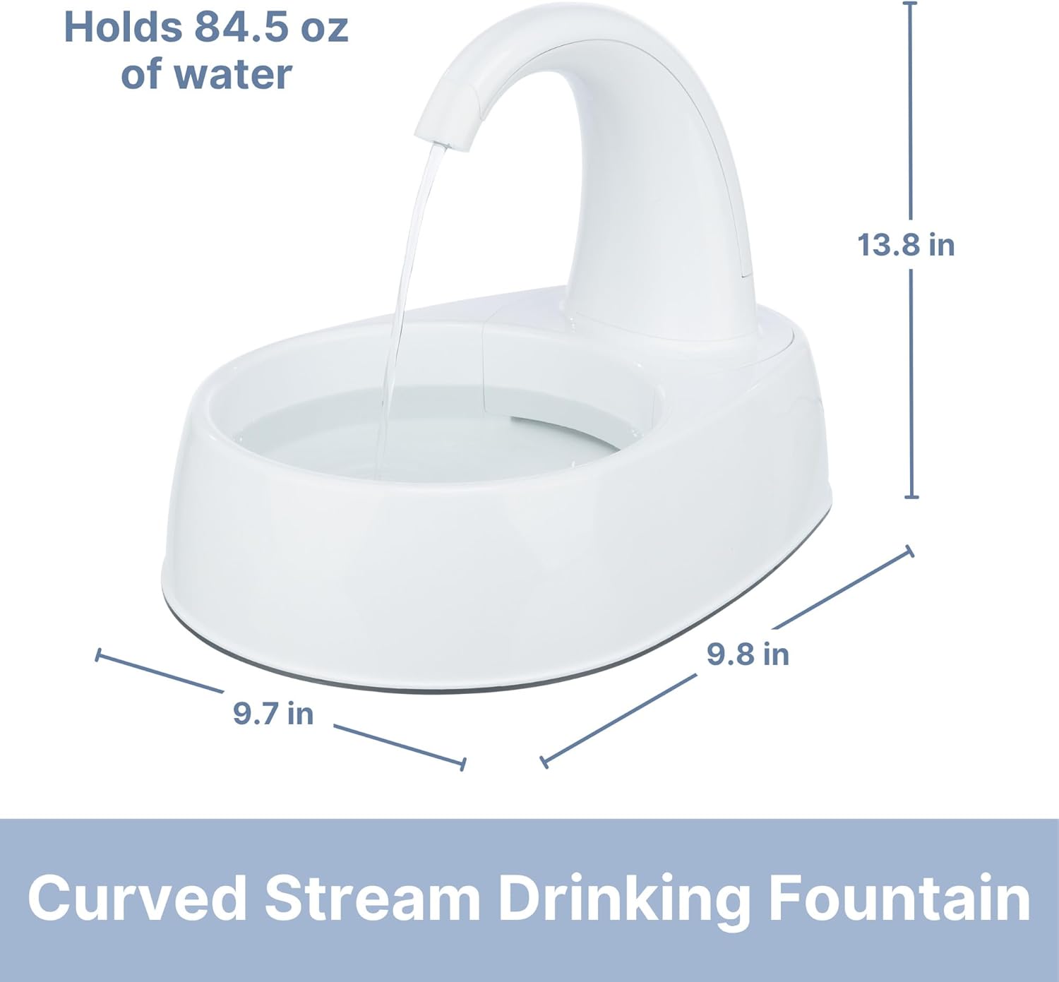 Trixie Curved Stream Drinking Fountain for Cats and Dogs, 84.5oz Automatic Water Dispenser, Cat Water Bowl,White