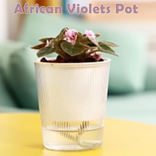 Miniatura 6 de Paquete de 8 macetas y macetas transparentes de riego automático de 4.5 pulgadas para plantas de interior, macetas pequeñas de orquídeas, macetas de