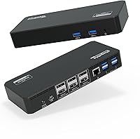 Vista 1 de Plugable Estación de acoplamiento de triple monitor USB C 12 en 1, pantallas 4K triples con 3 puertos HDMI o 3X DisplayPort, compatible con Mac