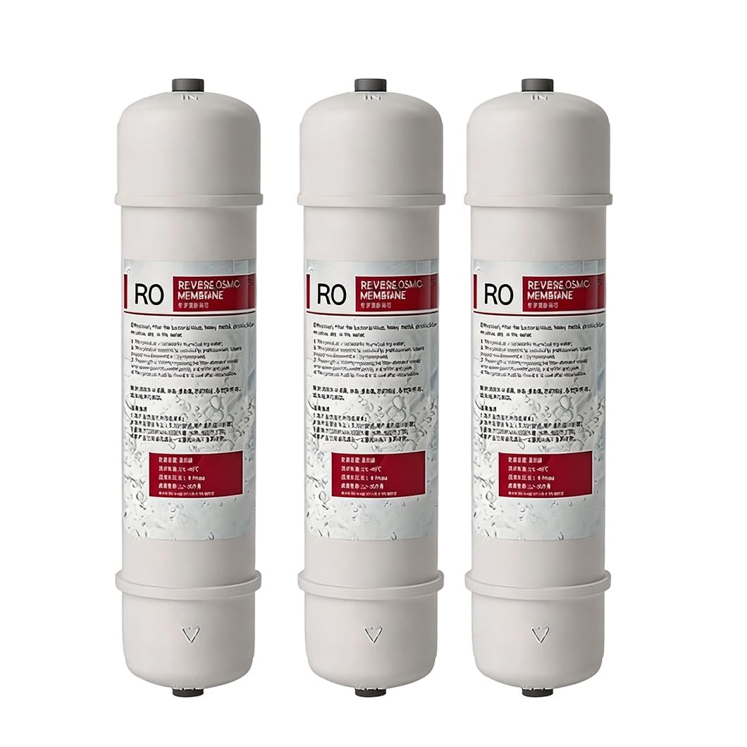 Confezione da 3 Membrane RO Ispessite 10,7" X 2,4", 0,0001 Μm, Innesto Rapido da 1/4", Adatte per Acqua di Tutta La Casa E Sistemi di Prefiltrazione A Osmosi Inversa