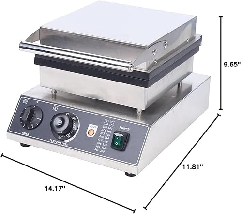 Miniatura 8 de Máquina de gofres antiadherente para panqueques de 1750 W con tiempo de ajuste y temperatura, máquina comercial de gofres para tiendas de alimentos