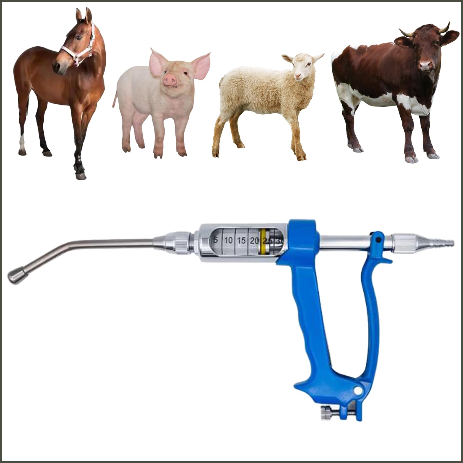 30 ML Dispensador De Medicina Veterinaria, Pistola De Empapado Continuo, Dispositivo De DosificacióN Continua, Herramienta De AlimentacióN De Metal Y Dispositivo Dosificador, para Ganado, Ovejas