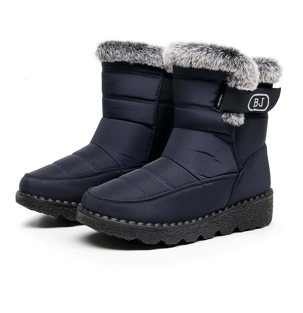 Damskie śniegowce, ciepłe buty zimowe, uniseks, z krótką cholewką, kozaki outdoorowe, na kemping, wędrówki, zimowe botki, Niebieski 37, 35 EU