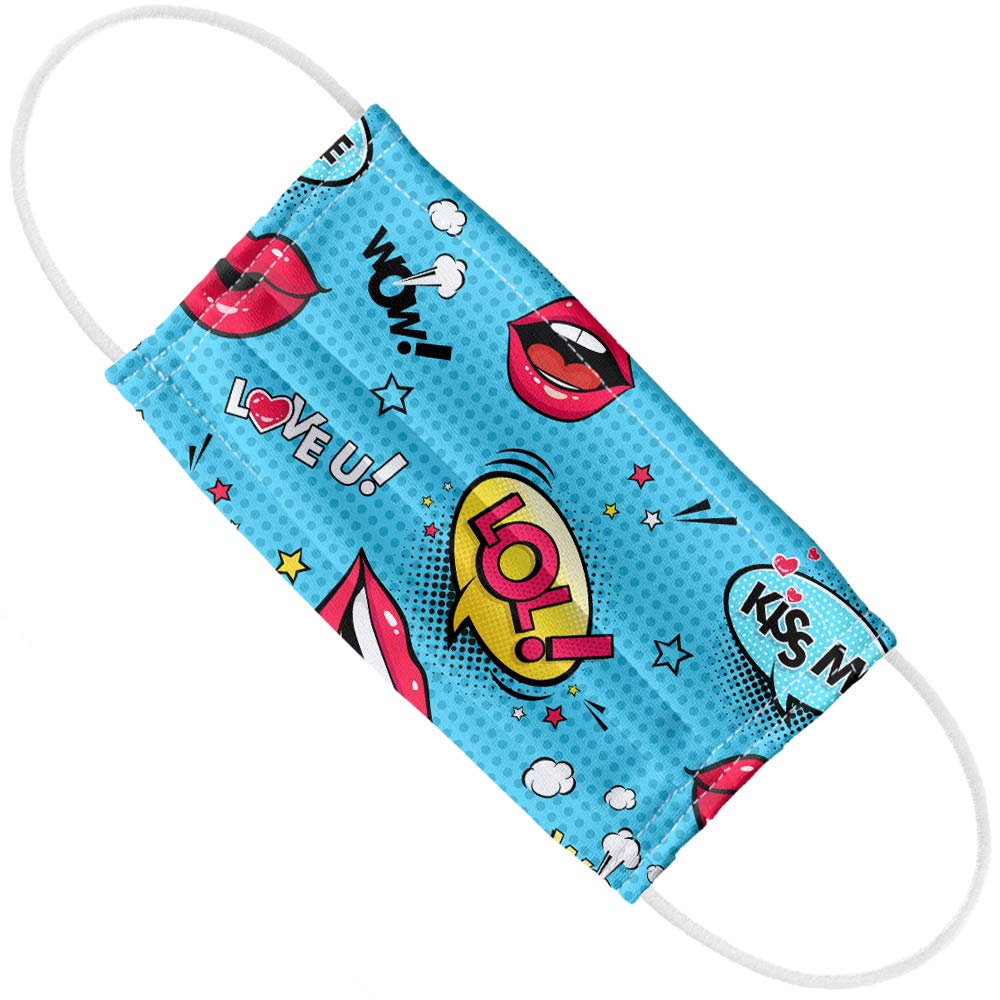 Lol Lip Expressions 1-Ply Reusable Face Mask Covering with Adjustable Nose Wire, Unisex