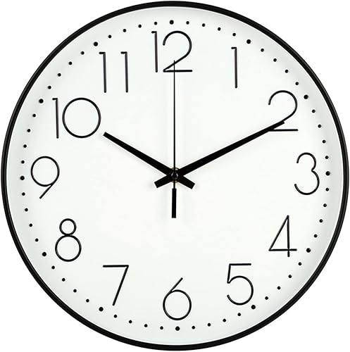 Mumusuki Reloj de pared, silencioso reloj redondo de 8 pulgadas con números fáciles de leer, reloj de pared de vidrio transmisor de luz que no hace