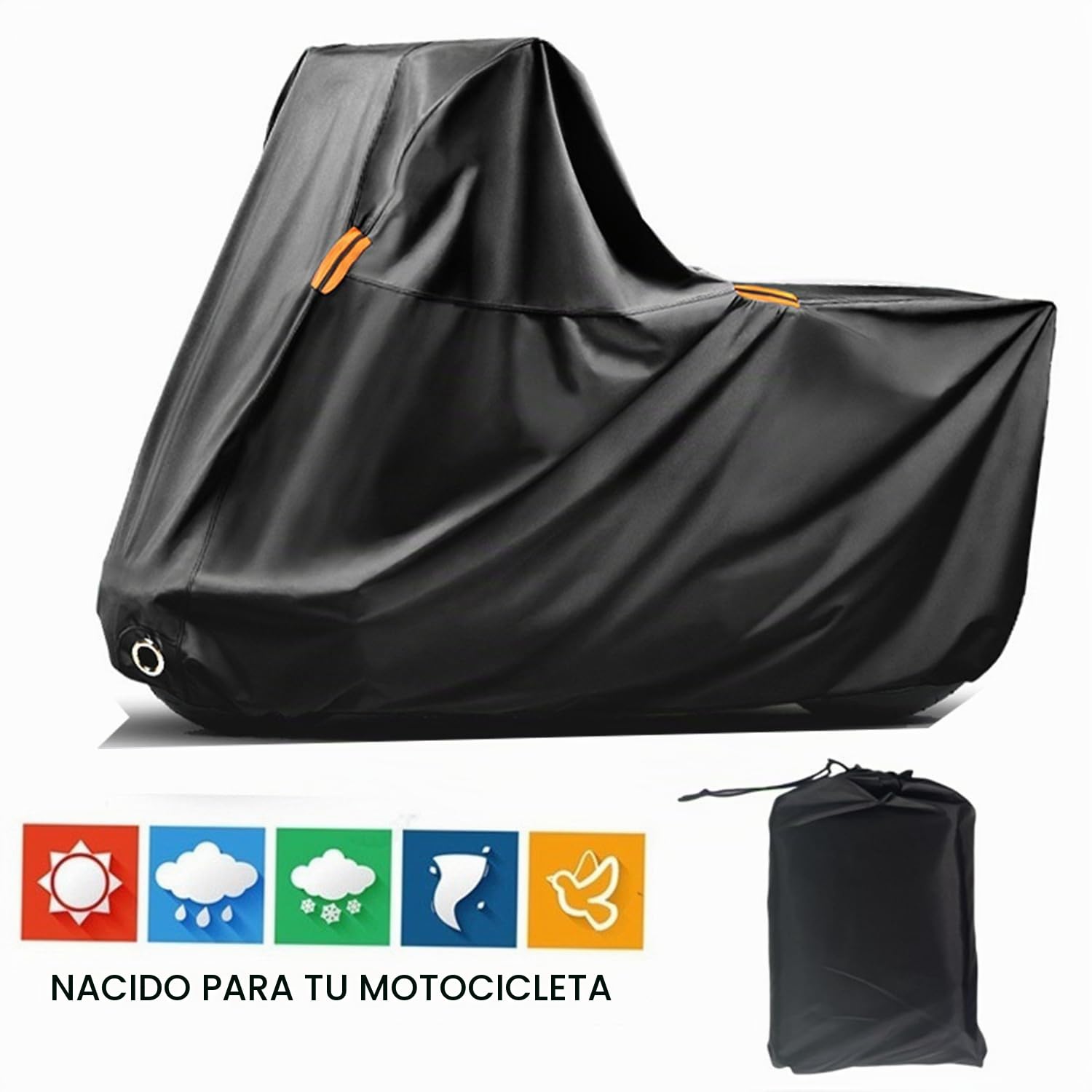 Funda De Moto Impermeable con Nano Tela 420D,Telo per Moto Da Esterno,Funda Impermeable para Motocicleta,con Bandas Reflectantes & Orificios Antirrobo,para Motocicletas(XL 280 x 96 x 138 Cm)