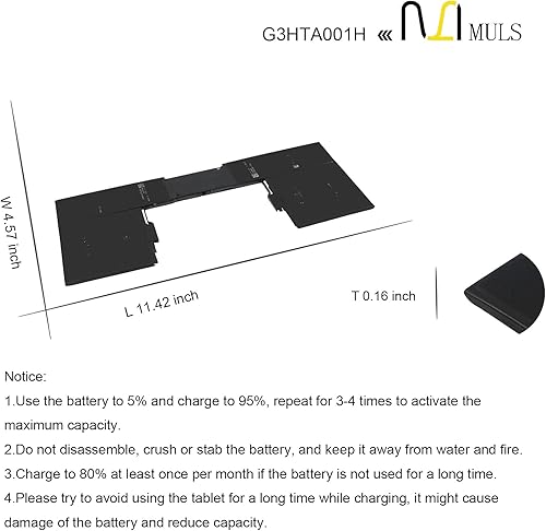 Miniatura 6 de MULS 93HTA001H G3HTA001H - Batería de repuesto para teclado Microsoft Surface Book 1ª generación 1785 con batería de herramientas 8030mAh 60.8Wh