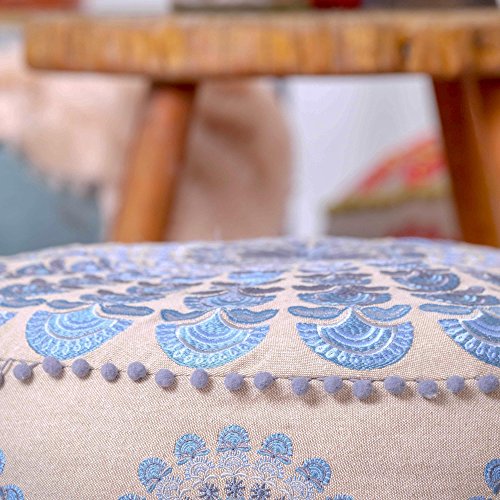 Mandala Life ART Bohemian Yoga Decor Floor Cushion Cover - Insert Included - Round Medition Pillow Case - Hand Printed Organic Cotton Pouf - Thumbnail 7