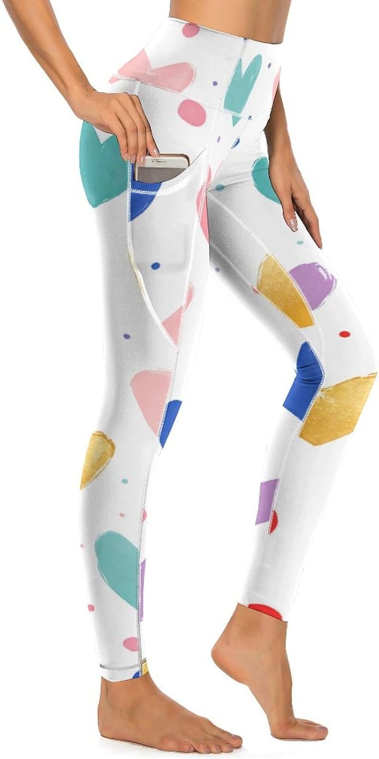 Women's Leggings Yoga Pants High Waisted Sports Trouser Heart Athletic Workout Leggings for Valentine's Day Gift - Image 2