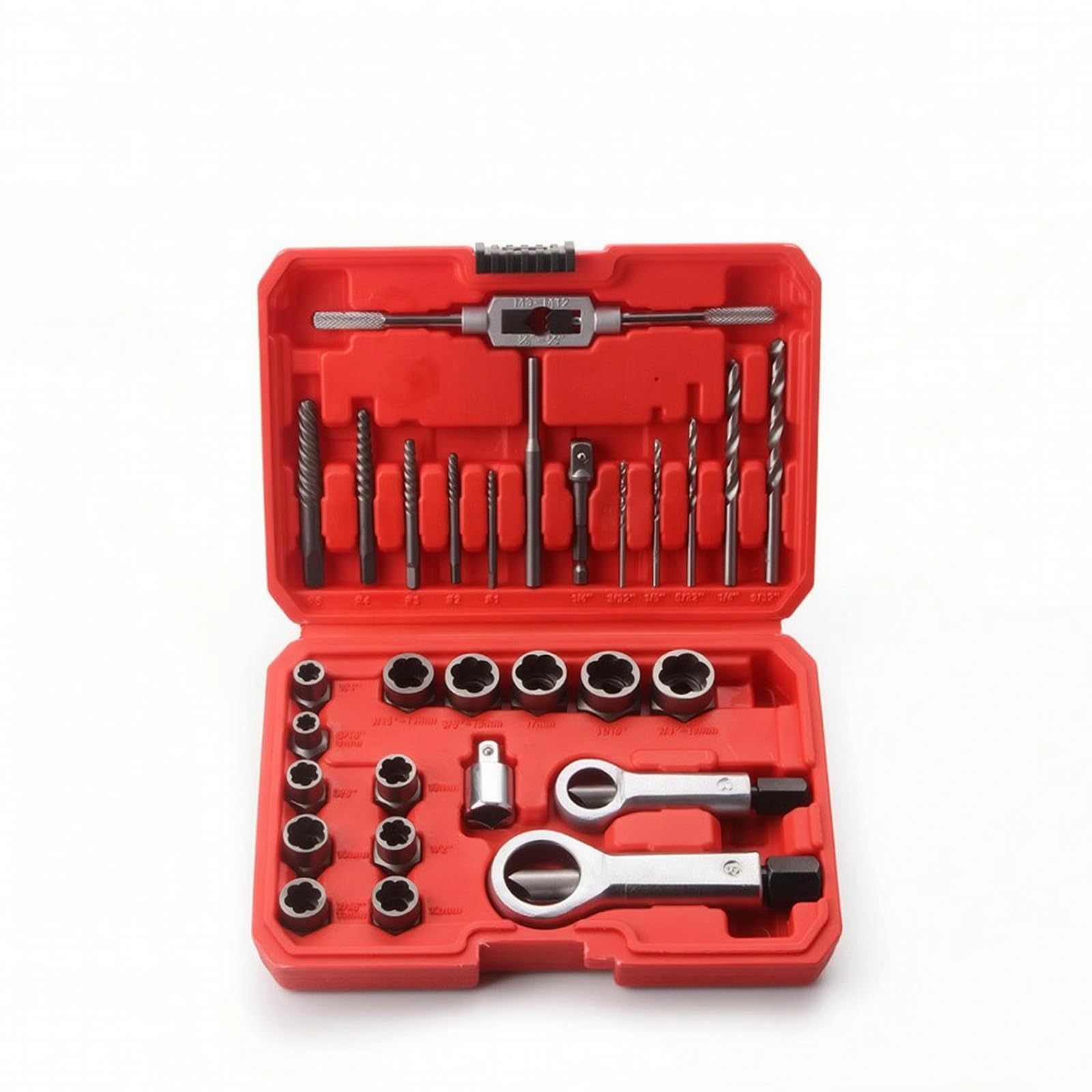 Set Estrattori Viti e Dadi Robusto Estrattori con Valigetta Compatto Bussole Estrattive per Artigiani, Officina, Garage, Riparazioni Domestiche, Rosso