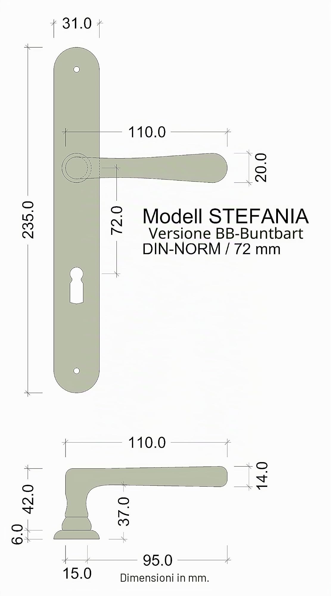 ALPENSTAHL - Maniglia per porta in ottone anticato, stile vintage, con serratura, in ottone lucido BB