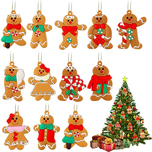 Ornements d'homme en Pain d'Épice, Décorations de Noël en Forme de Bonhommes en Pain d'Épices, Décorations en Pain d'Épices à Suspendre pour Sapin de Noël, avec Cordon, Cadeau de Noël (A) Cover