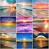 ZYNERY 9 Pack Diamond Painting Kits for Adults, 5D Round Drill Landscape Sea Sunrise Diamond Art Kit