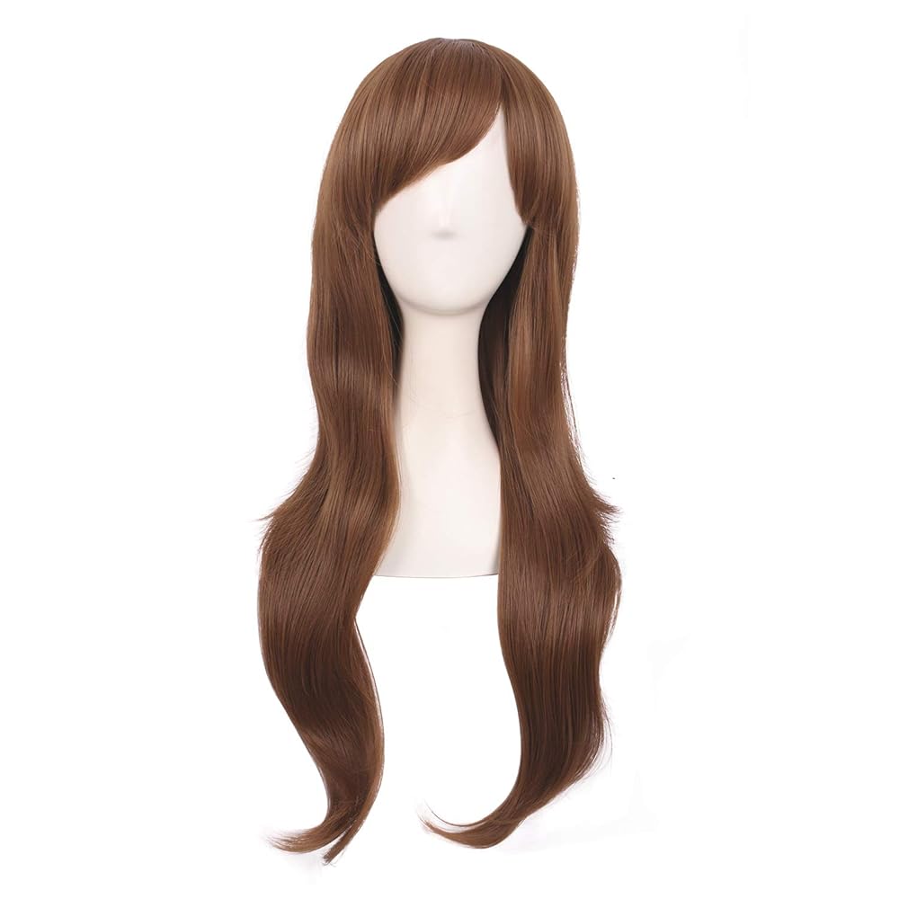 MapofBeauty 28 Inch/70 cm Women Side Bangs Long Curly Hair Cosplay Wig (Light Brown)