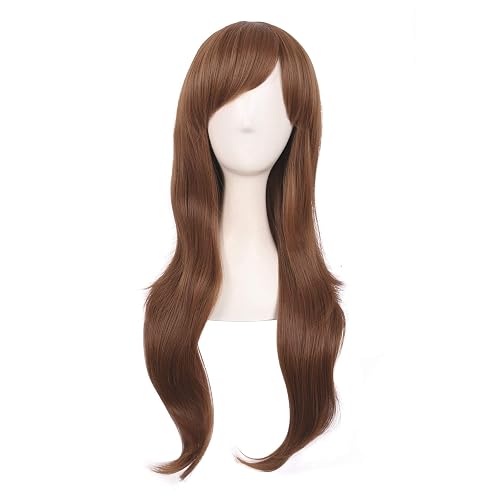 MapofBeauty 28 Inch Long Curly Hair Costume Cosplay Wig, Light Brown | 70 cm Wig, Women, Side Bangs, Fashion - Light Brown