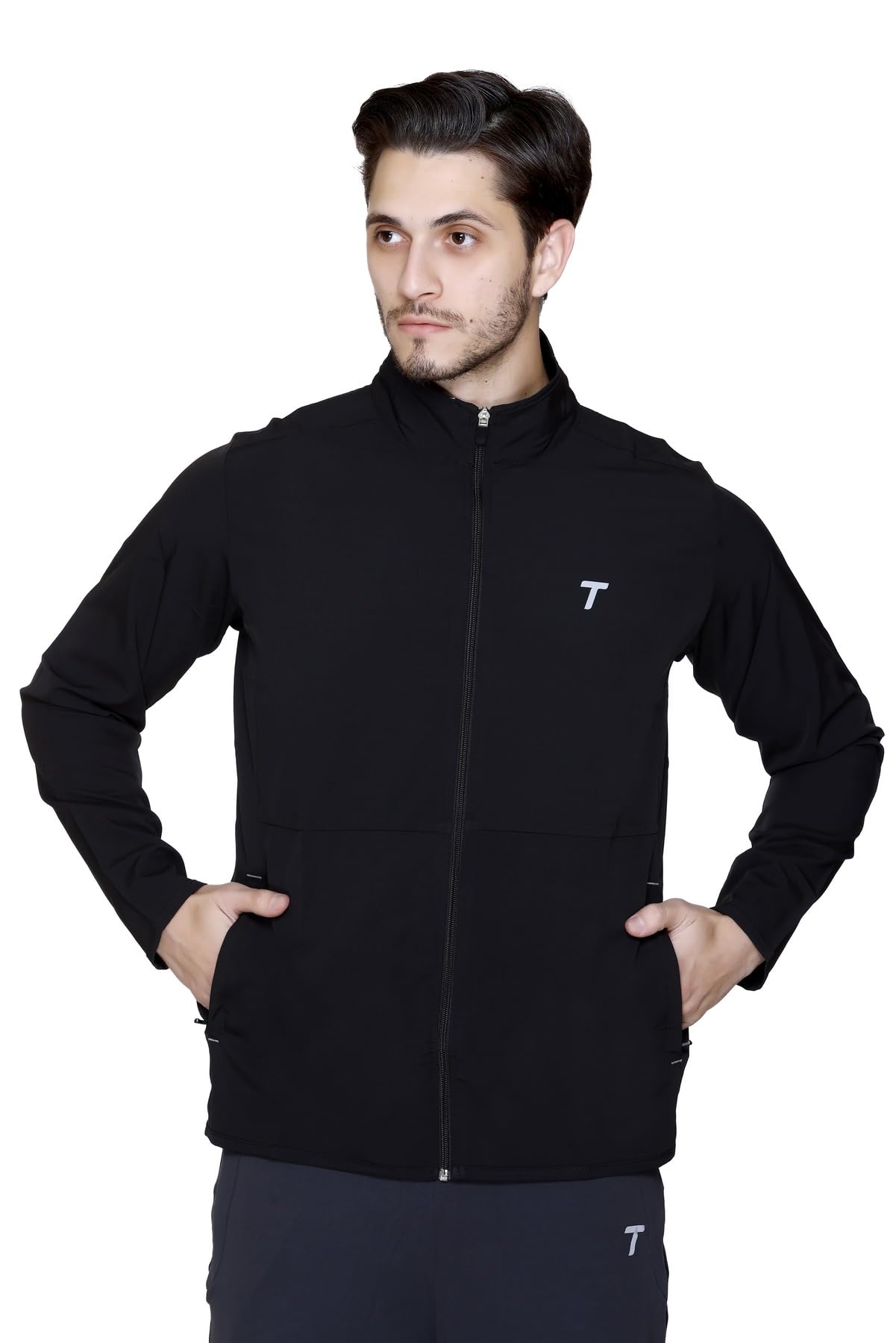TOTAL Men's Full Sleeve Polyester Blend Bomber Jacket - Lightweight, Full Zip, Pockets, Regular Fit, Ideal for Winter, Outdoor Adventure, Gym, Running, Trekking (Black, 3XL)-picture-11