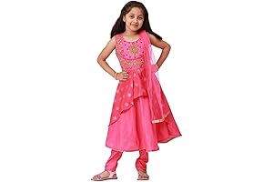 Embroidered Pattu Salwar Suit for Stylish Little Girls