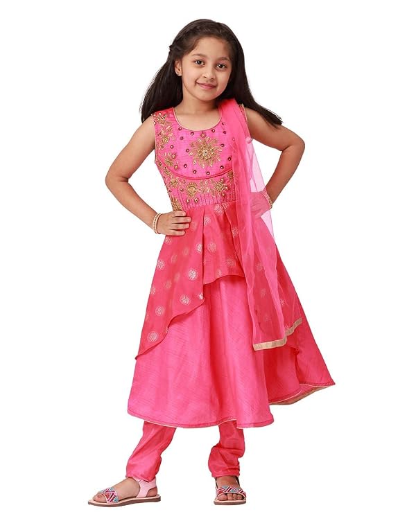 Ashwini Girls Salwar Suit With Neck Embroidery Work | Readymade Indian Kids Ethnic Salwar Suit by Ashwini - Used condition - US$31.05