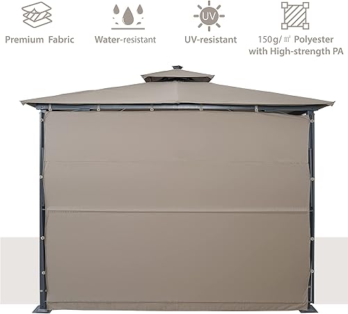 Miniatura 2 de EMKK Gazebo para patio de 9.8 pies de largo x 9.8 pies de ancho, toldo para exteriores, glorieta de techo de patio, pabellón con marco de acero con