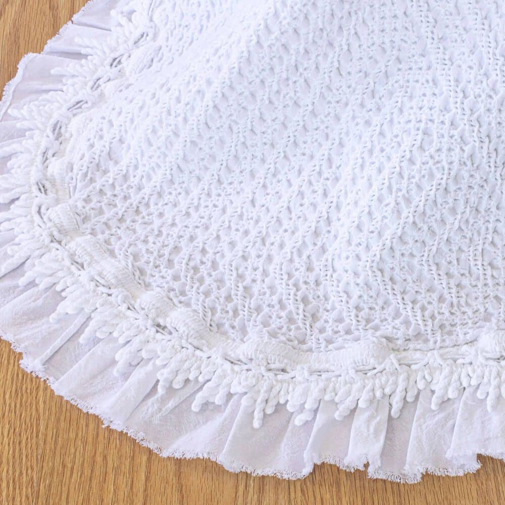 Colcha Blanca para Camas 135/140 / 150 - 240 x 260 cm - Elegante con Volante - 100% Algodón Prelavado