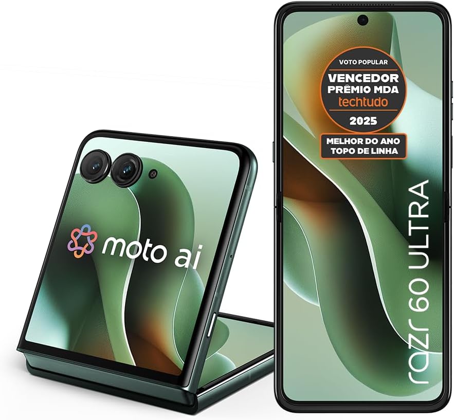 Smartphone Motorola Razr 60 Ultra - 1TB 32GB (16GB RAM+16GB Ram Boost) Snapdragon 8 Elite Tela dobrável 7" e externa 4” Moto AI 50MP camera - Verde