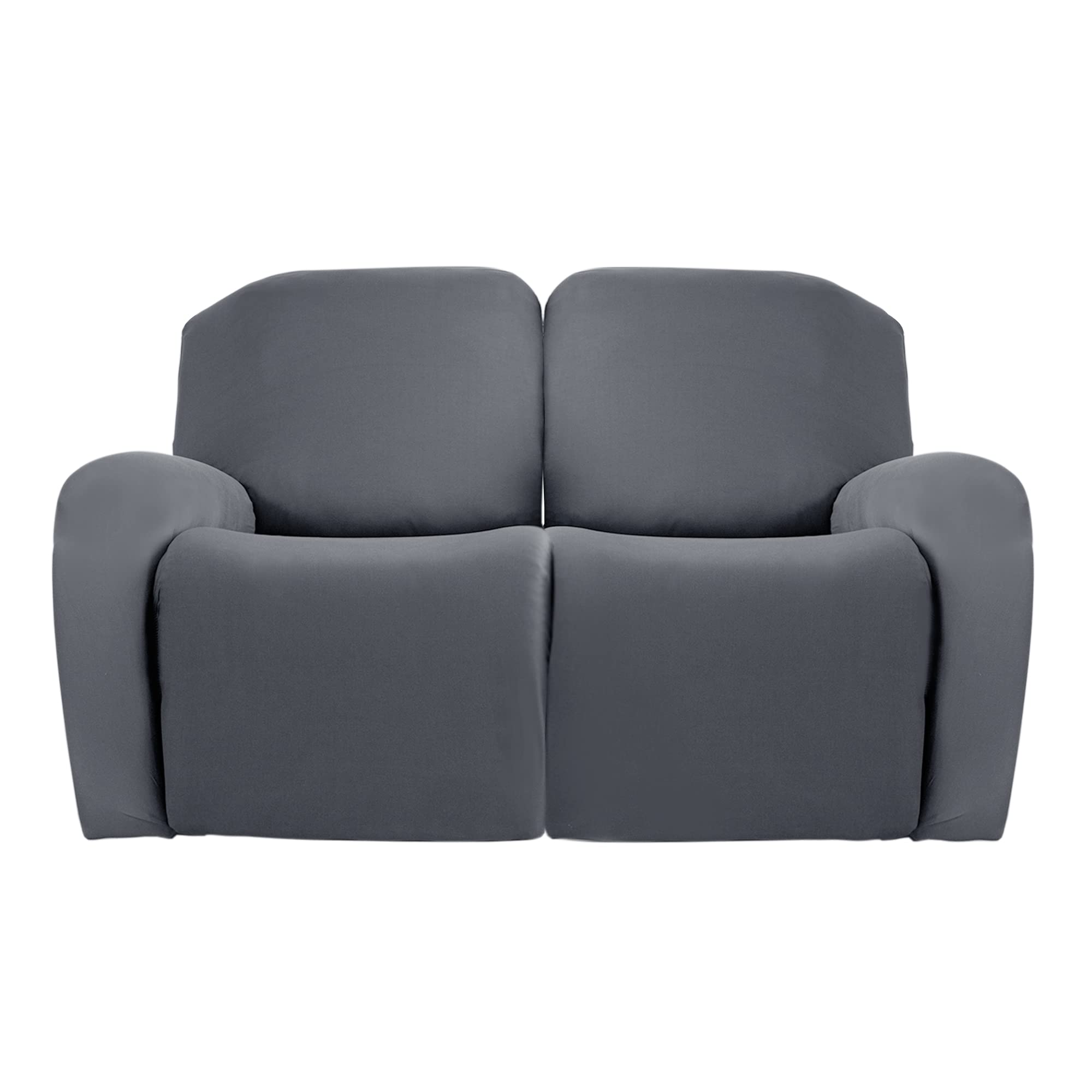 Jin Le 6 Pieces Recliner Cover Stretch Recliner Chair Cover 2 Seater Recliner Couch Covers Sofa Covers Stretch Soft Furniture Protector with Elastic Bottom and Ties for Kids Pet(Loveseat, Light Gray)