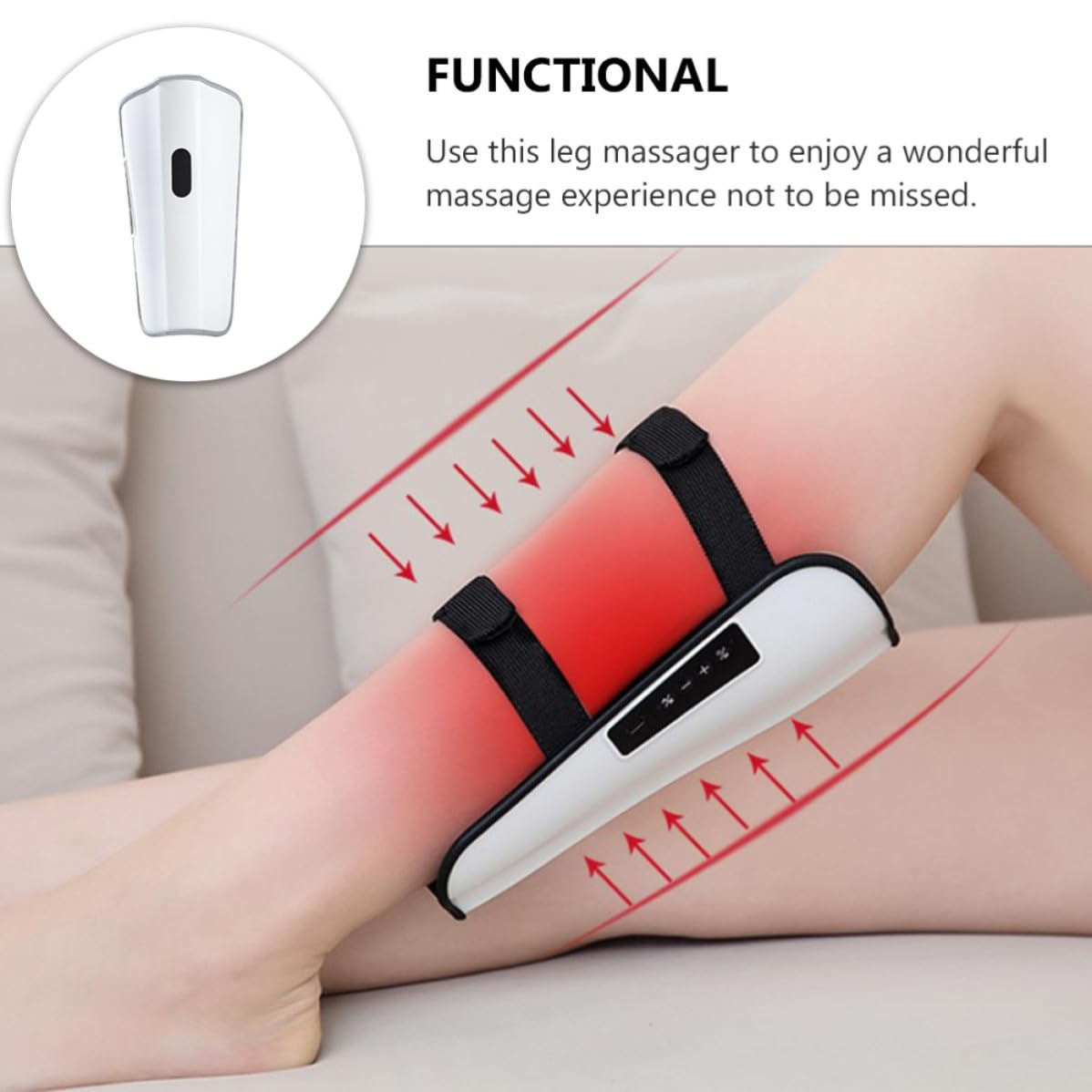 Wiederaufladbares Beinmassagegerät mit Mikrostrom und Wärme, Weiß