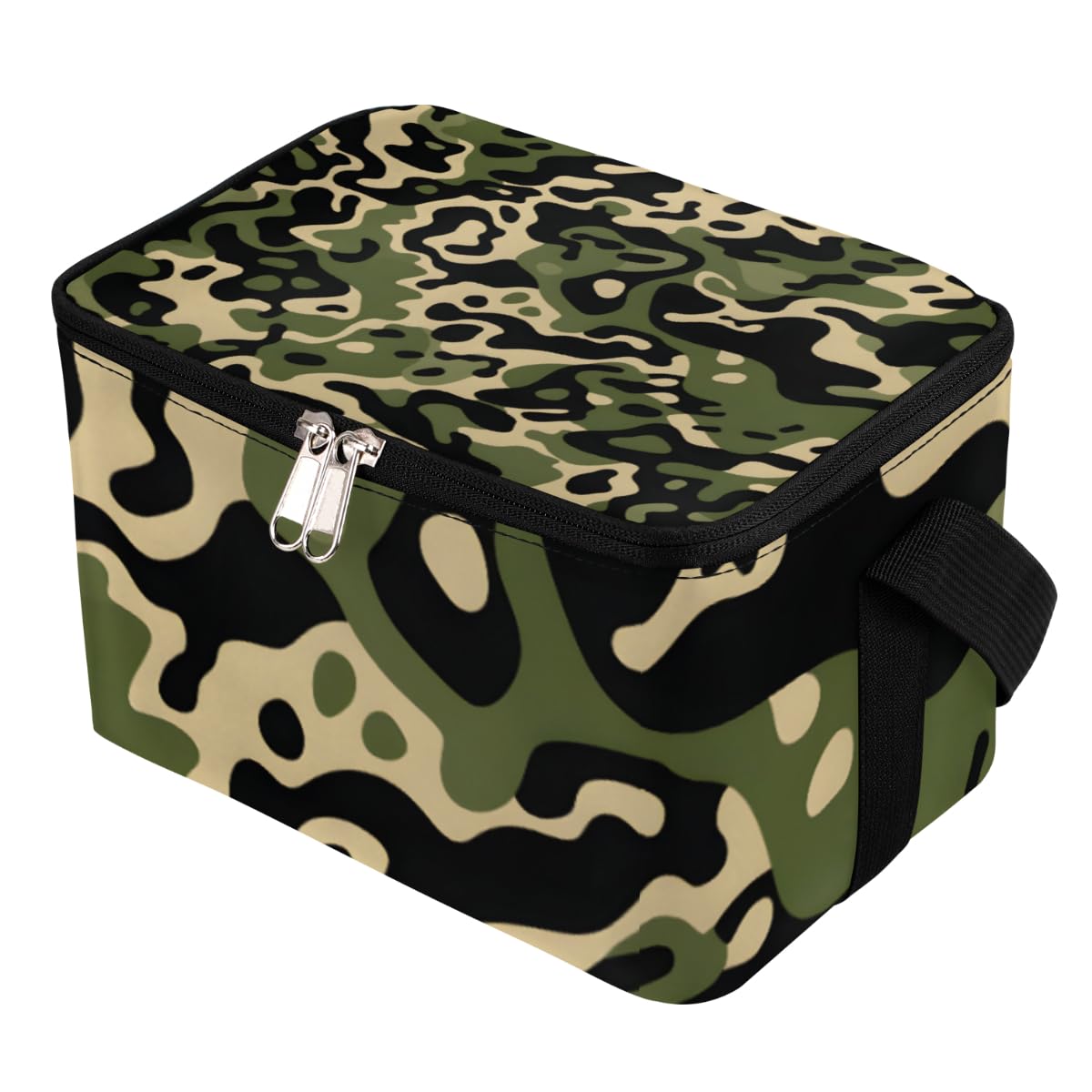 Lunch Bags for Women Men 9 Cans,Fashion Green and Black Hot & Cold Food Delivery Bag Insulated Grocery Bag Insulated Lunch Box Camouflage Pattern Cooler Bag for Office Work Picnic Beach