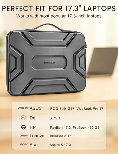 Miniatura 6 de DOMISO Funda para laptop de 17 pulgadas con asa, a prueba de golpes, funda protectora de EVA impermeable para laptop HP Dell Asus de 17.3 pulgadas,