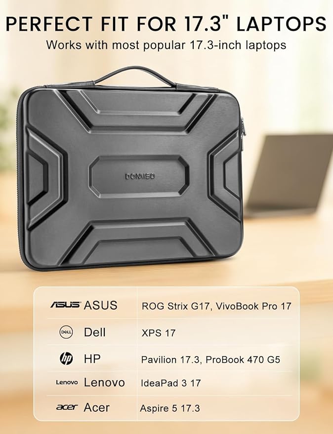 Funda para laptop DOMISO 17.3" EVA a prueba de golpes, gris oscuro miniatura 6