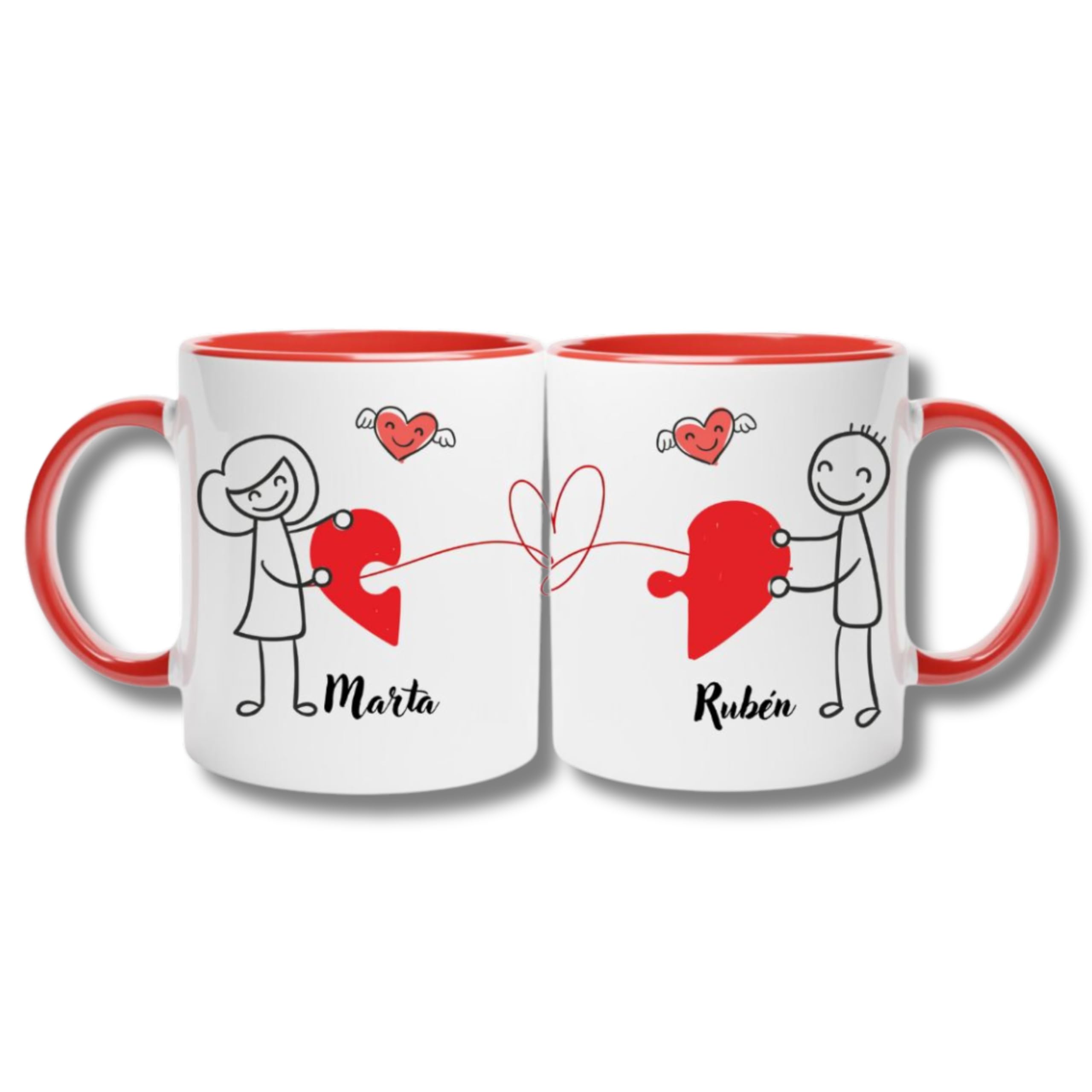 LA CASA DE LA TAZA | Pack de Tazas Para Parejas | Diseño Hilo Rojo | 350 ml | Tazas Originales | Regalo Aniversario Pareja | Tazas Originales Para Regalo | Regalos Originales Para Parejas (ROJO)