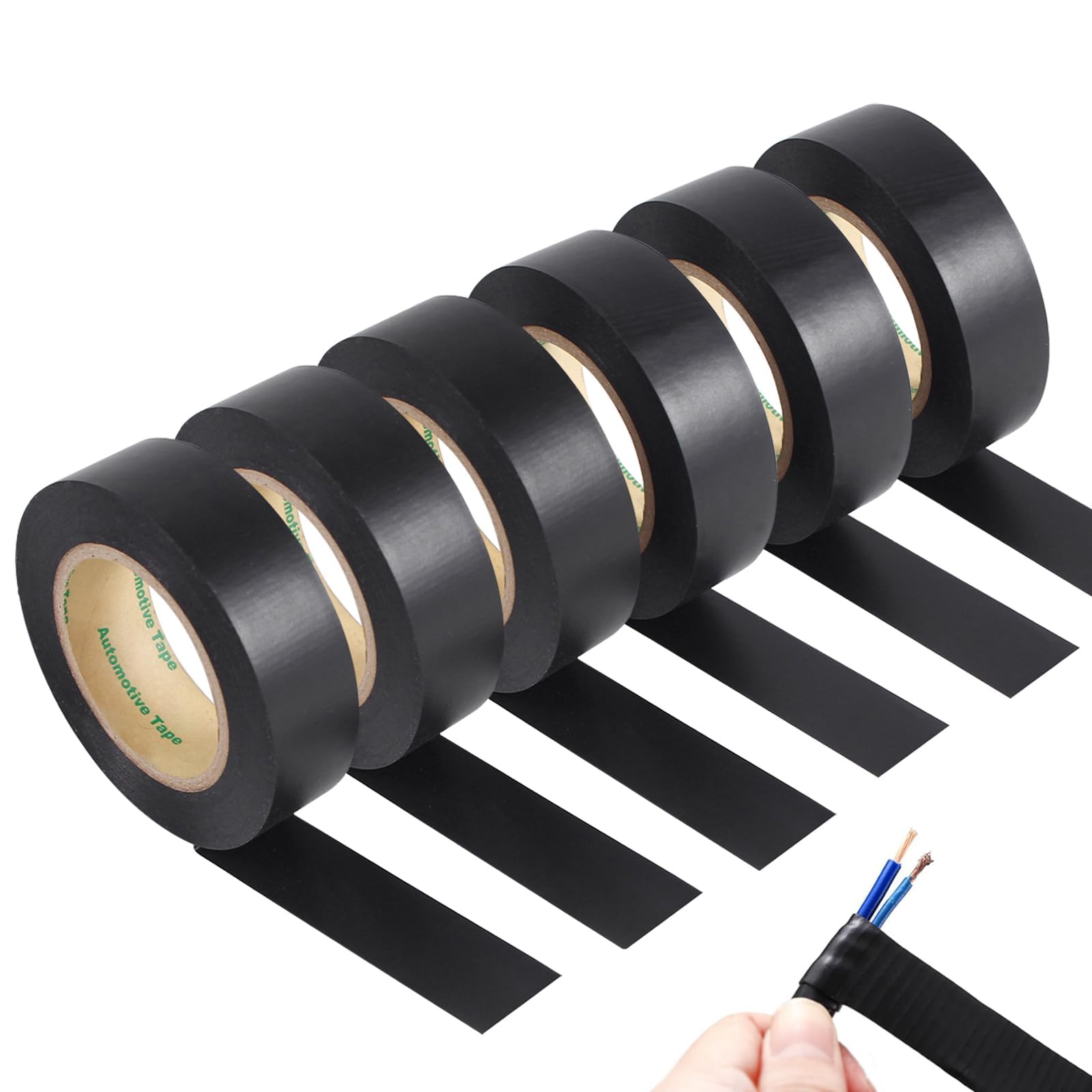 6 Rolls Black Electrical Tape 25mm x 20m, PVC Insulation Tape for Wiring
