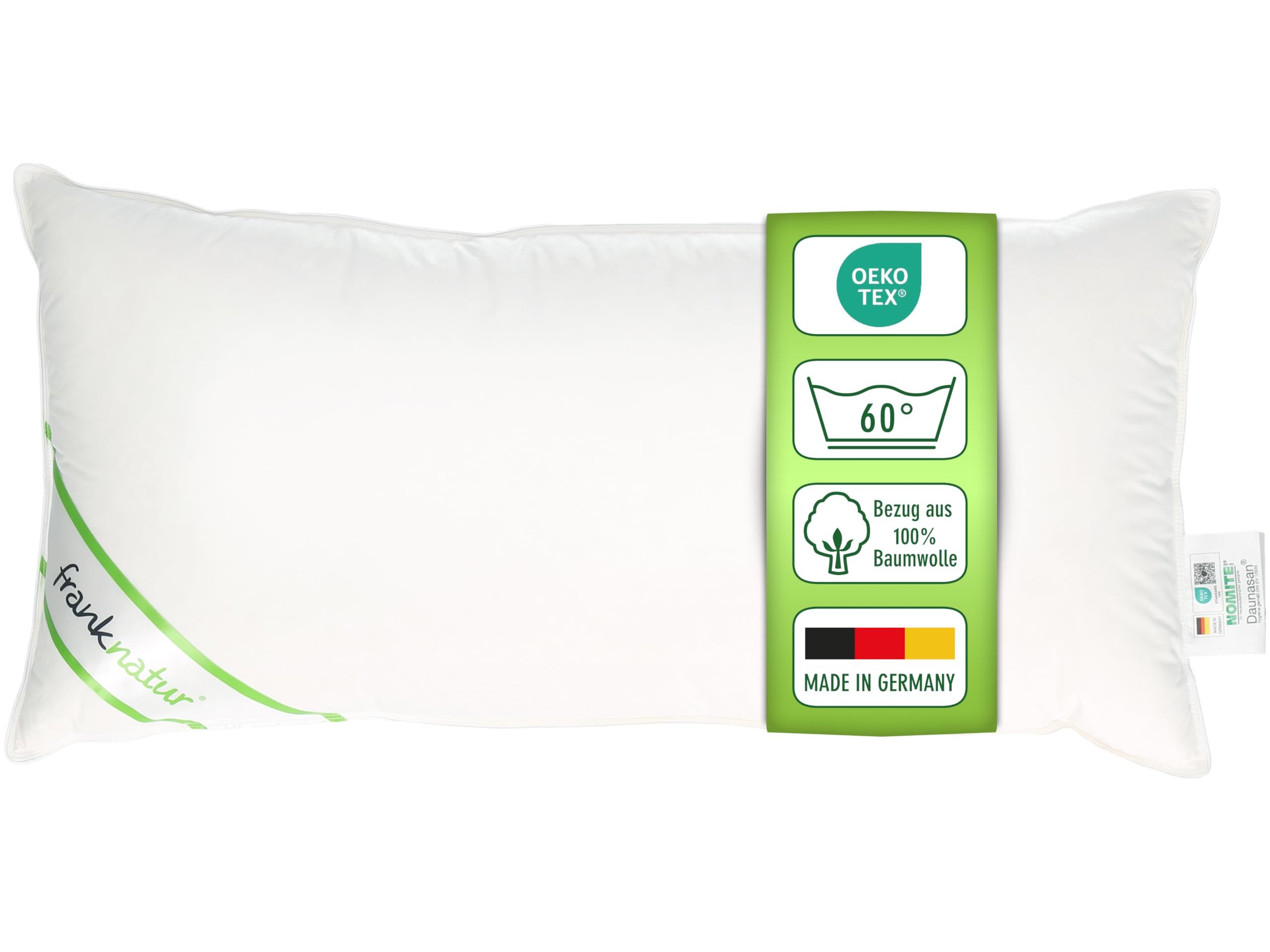 franknatur 3-Kammer Kopfkissen 40x80 Premium Kissen Daunenkissen Carla