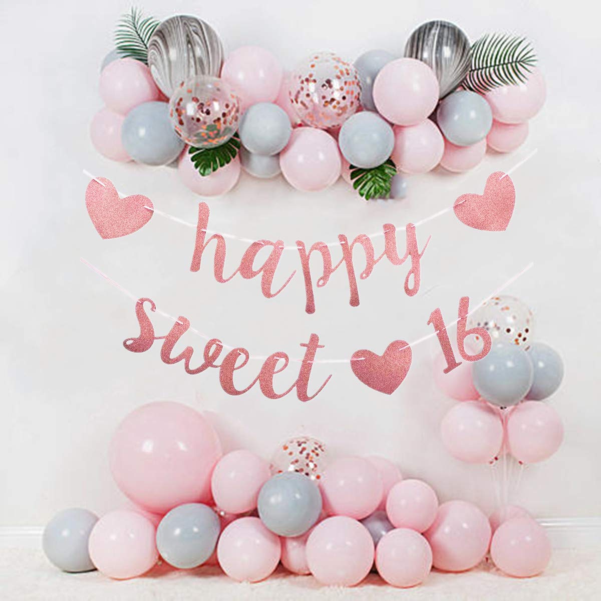 RoadSea Rose Gold Glitter 'Happy Sweet 16' Banner - 6.1ft Birthday Party Garland Decorations For Girls - View #7