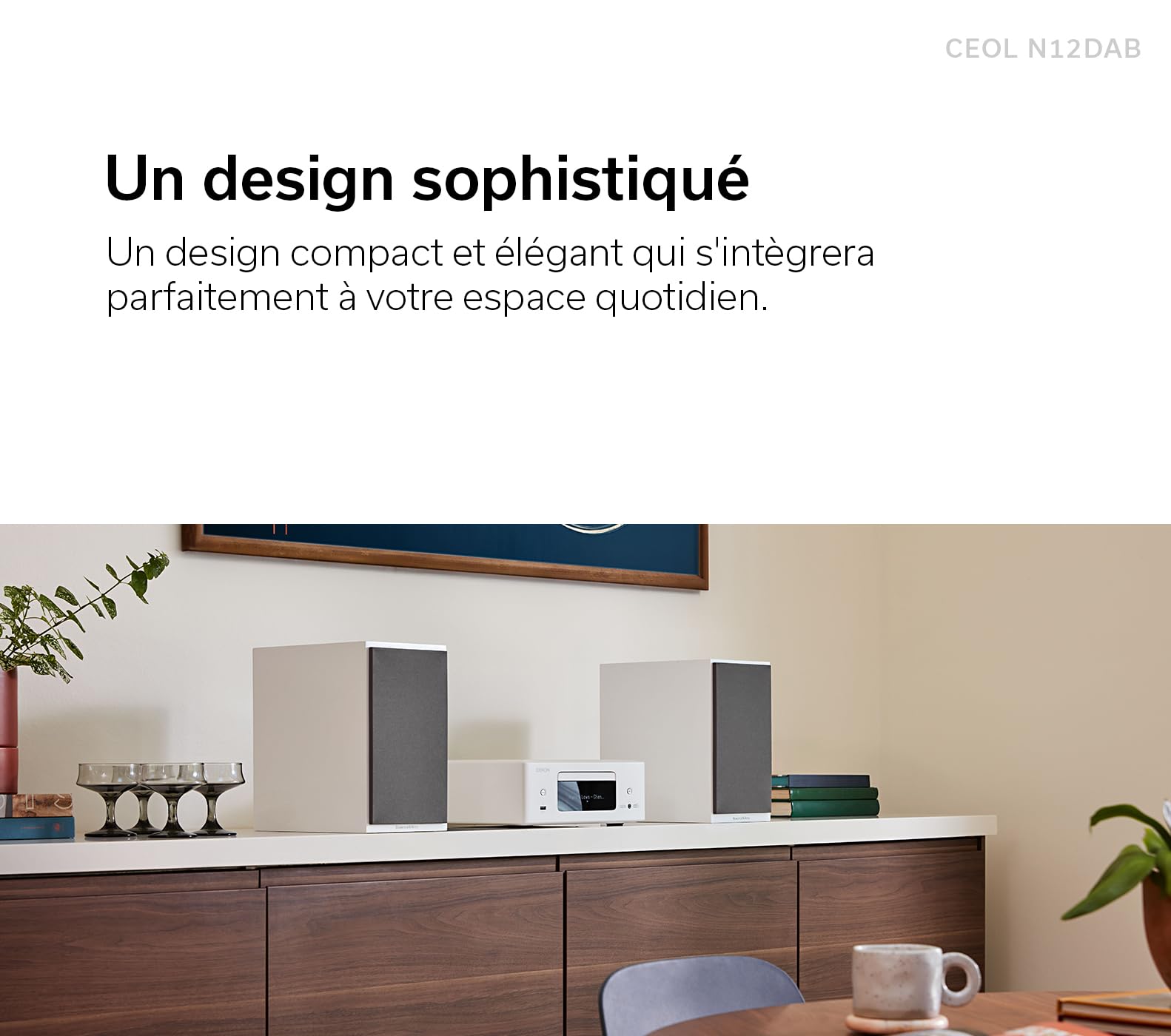 Denon CEOL N12DAB Système Audio Tout-en-Un, Lecteur CD, Radio Dab/FM, HDMI Arc, HEOS Intégré - Blanc