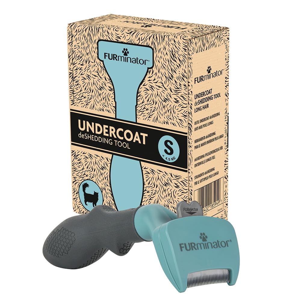 FURminator deShedding Tool S, Cepillo para Gatos pequeños de Pelo Largo para Eliminar el subpelo, Embalaje reciclable