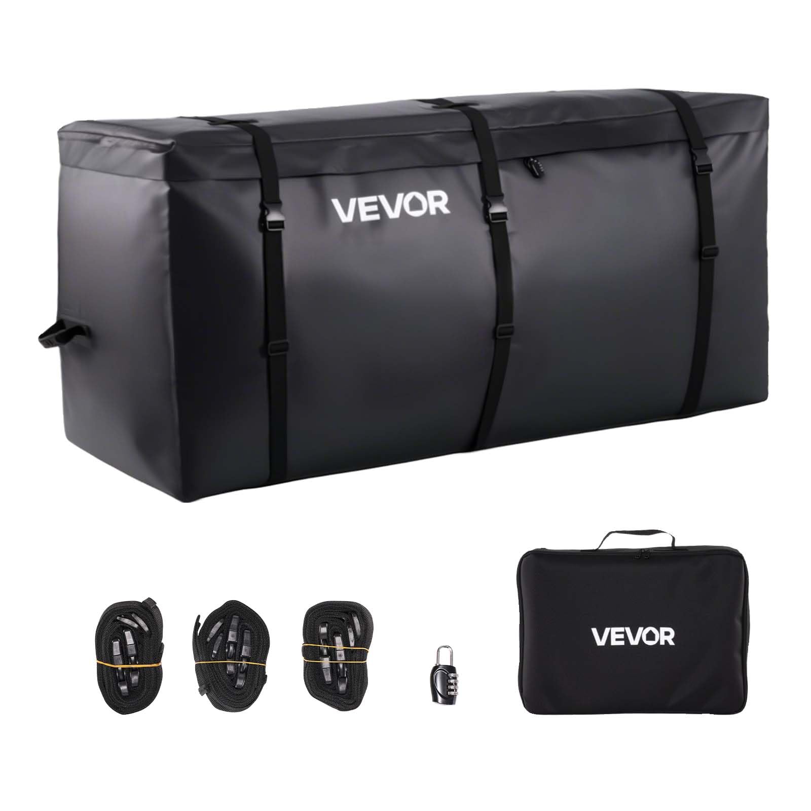 VEVOR Gepäckträgertasche für Anhängerkupplung aus wasserdichtes 840D-PVC (0,71 m³), Gepäcktasche zur Aufbewahrung auf der Ladefläche von Lkws mit verstärkten Gurten für PKW SUVs Vans Schwarz