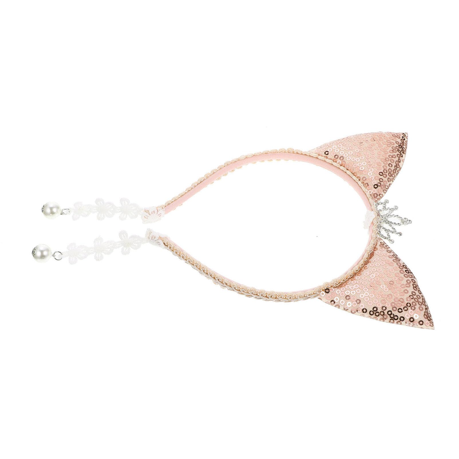 Beaupretty 3 Piezas De Lentejuelas Con Orejas De Gato Diadema Con Orejas De Gato y Diadema Con Orejas De Animales De Cumpleaños Oreja De Gato Boda Colgante Tela Perder