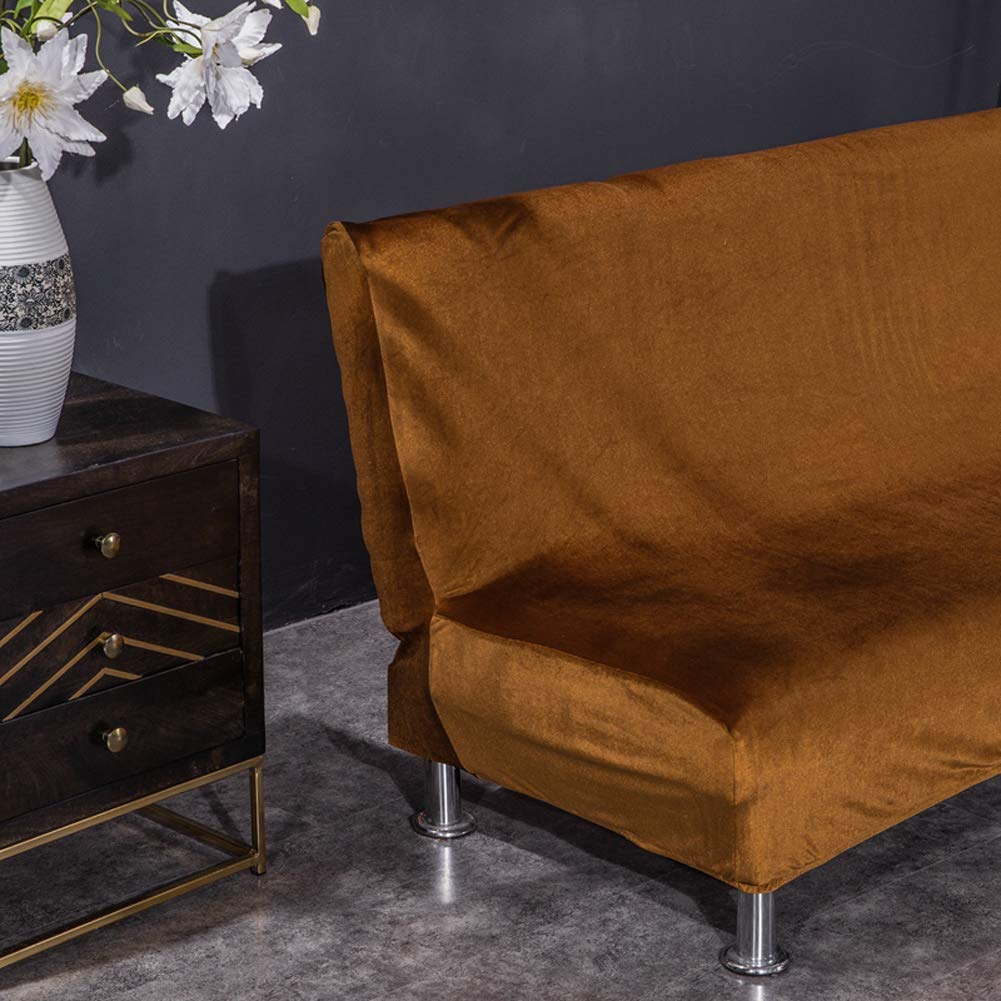 Copridivano in morbido velluto volpe, antipolvere, copertura completa per divani pieghevoli, senza braccioli, marrone, XL (190-225 cm), elegante e durevole