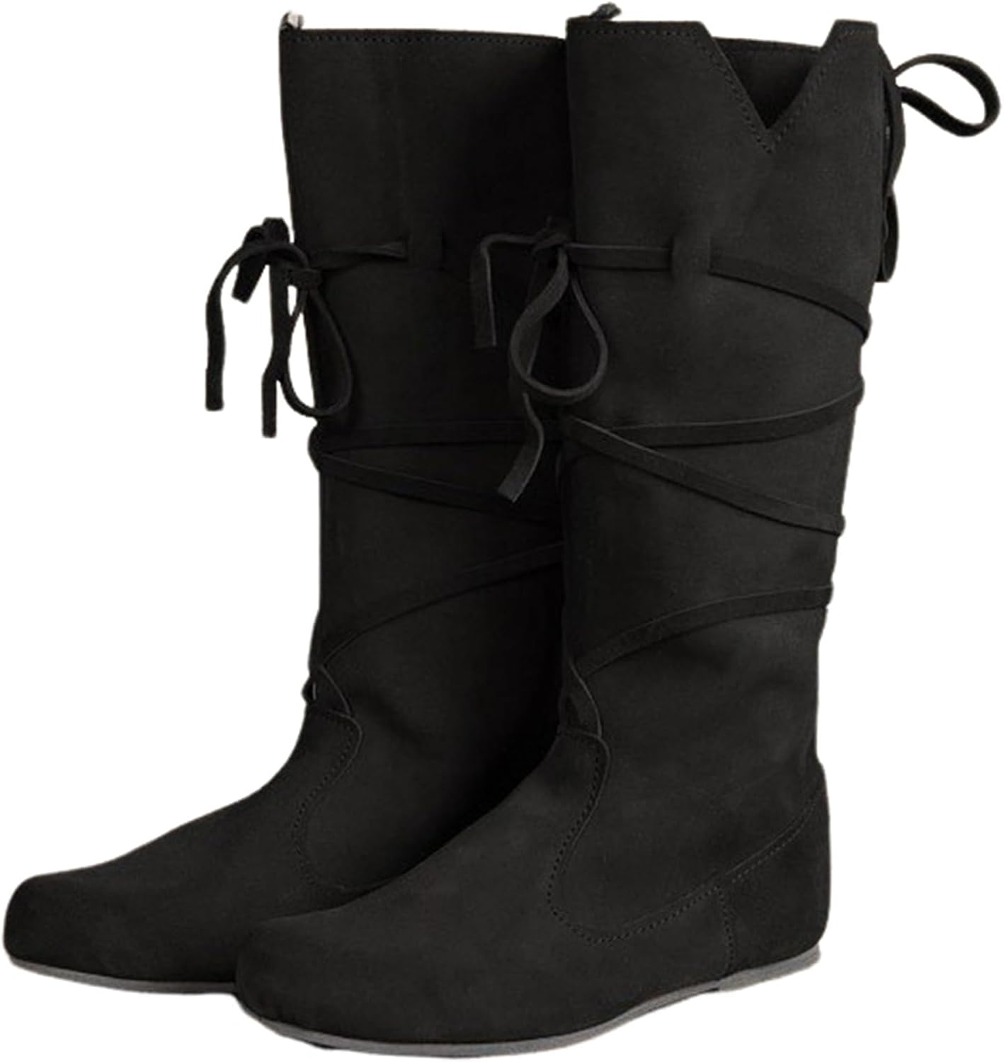 Men's Renaissance Boots Brown Cosplay Halloween Viking Pirate Steampunk Riding Long Boots