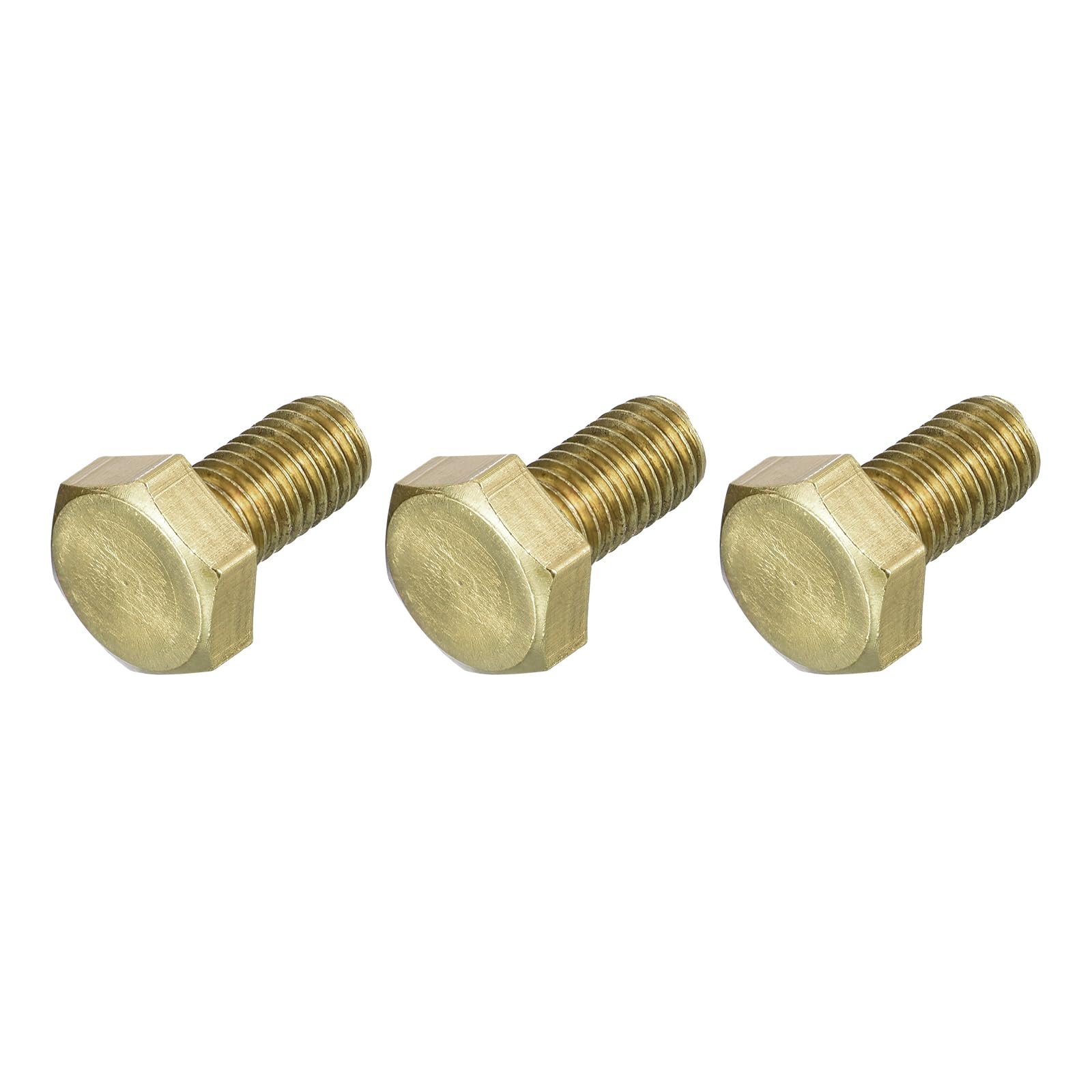 METALLIXITY Hex Head Screw Bolt (M10-1.5x20mm) 3Pcs, Brass Fully Threaded Solid Brass Hex Bolts Machine Screws - for Machinery Repair