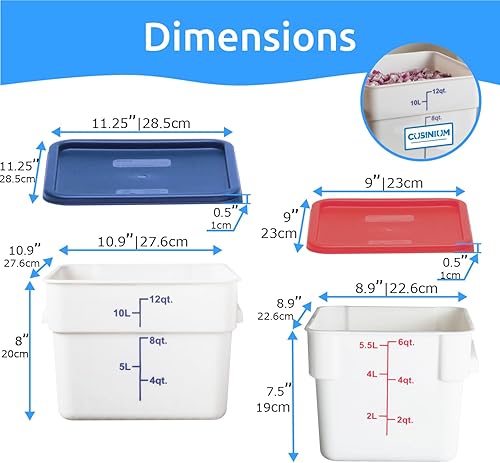 Miniatura 2 de CUSINIUM Juego de recipientes cuadrados de almacenamiento de alimentos blancos de 6 cuartos + 12 cuartos con tapas