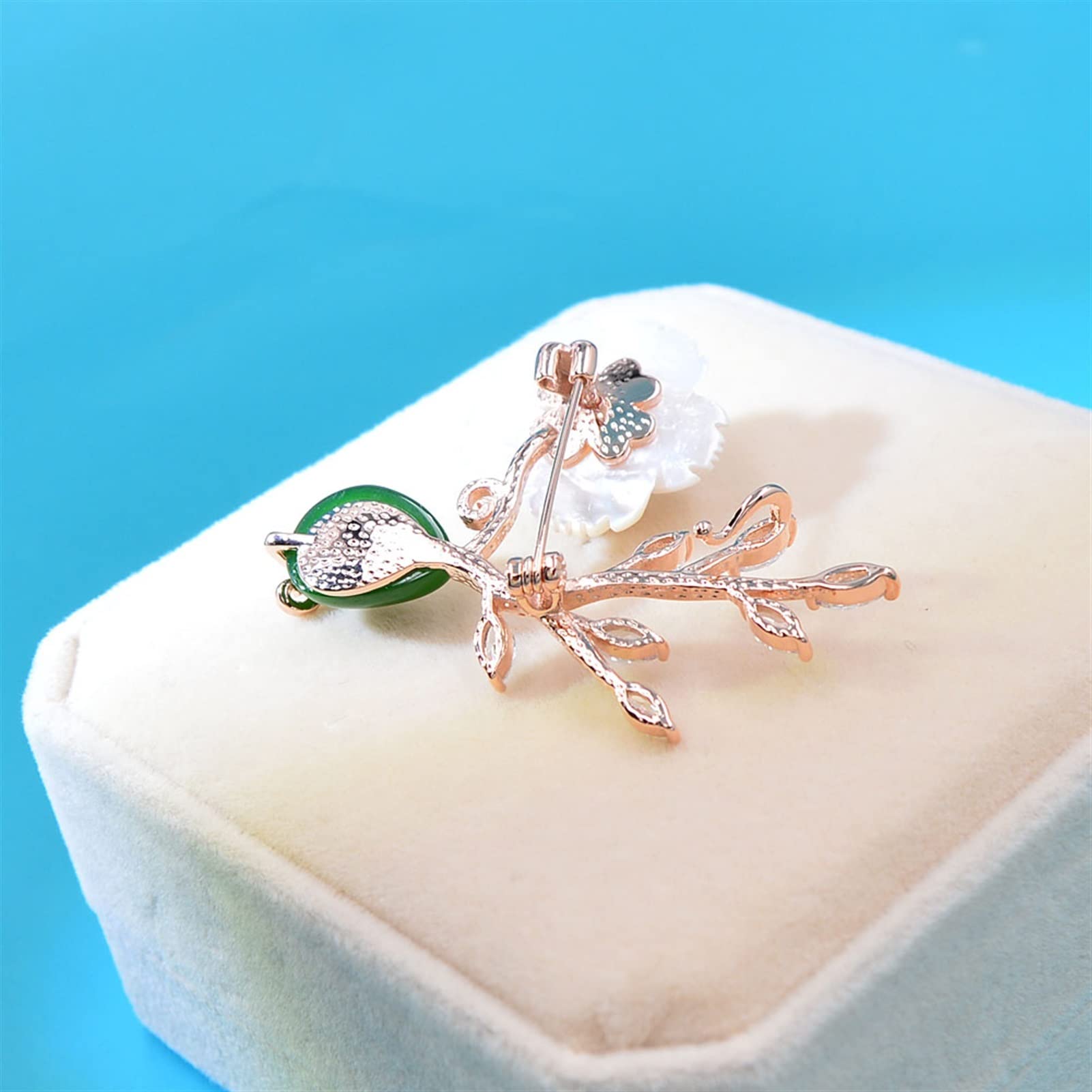 Frauen Brosche Pins Zirkonia Muschel Blume Stein Vase Broschen für Frauen Elegante Hochzeit Pin Brosche Pflanze Modeschmuck 2 Farben Modebroschen (Metallfarbe: Gelb)