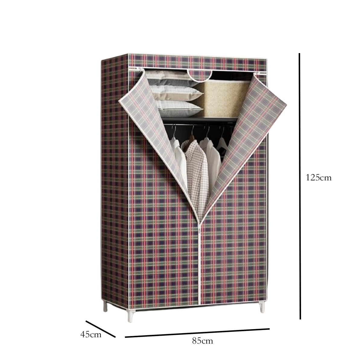 Schlafzimmerschrank Faltbarer Kleiderschrank Stoffschrank Mobiler Kleiderschrank Camping Kleiderschrank Offener Kleiderschrank Kleiderstange Schrank Tragbarer Kleiderschrank(Green)