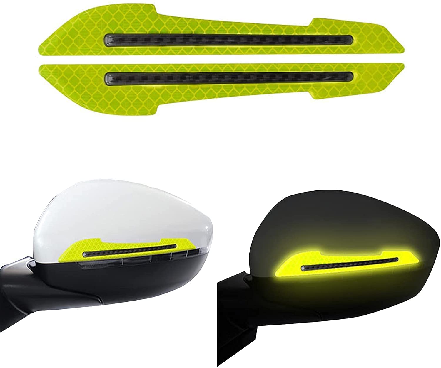 NDI- 2 Pcs Car Reflective Stickers Super Reflective Rearview Mirror Trim Stickers Car Anti-Collision Strips Reflective Anti-Scratch Protection (Green) for Tata Indigo ECS