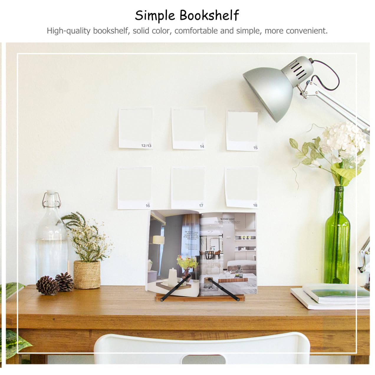 Leggio Libri da Scrivania in Bambù 1 Pezzo, Semplice | Colore Khaki, Design Creativo e Semplice, Uso Multifunzione per Biblioteche e Home Office