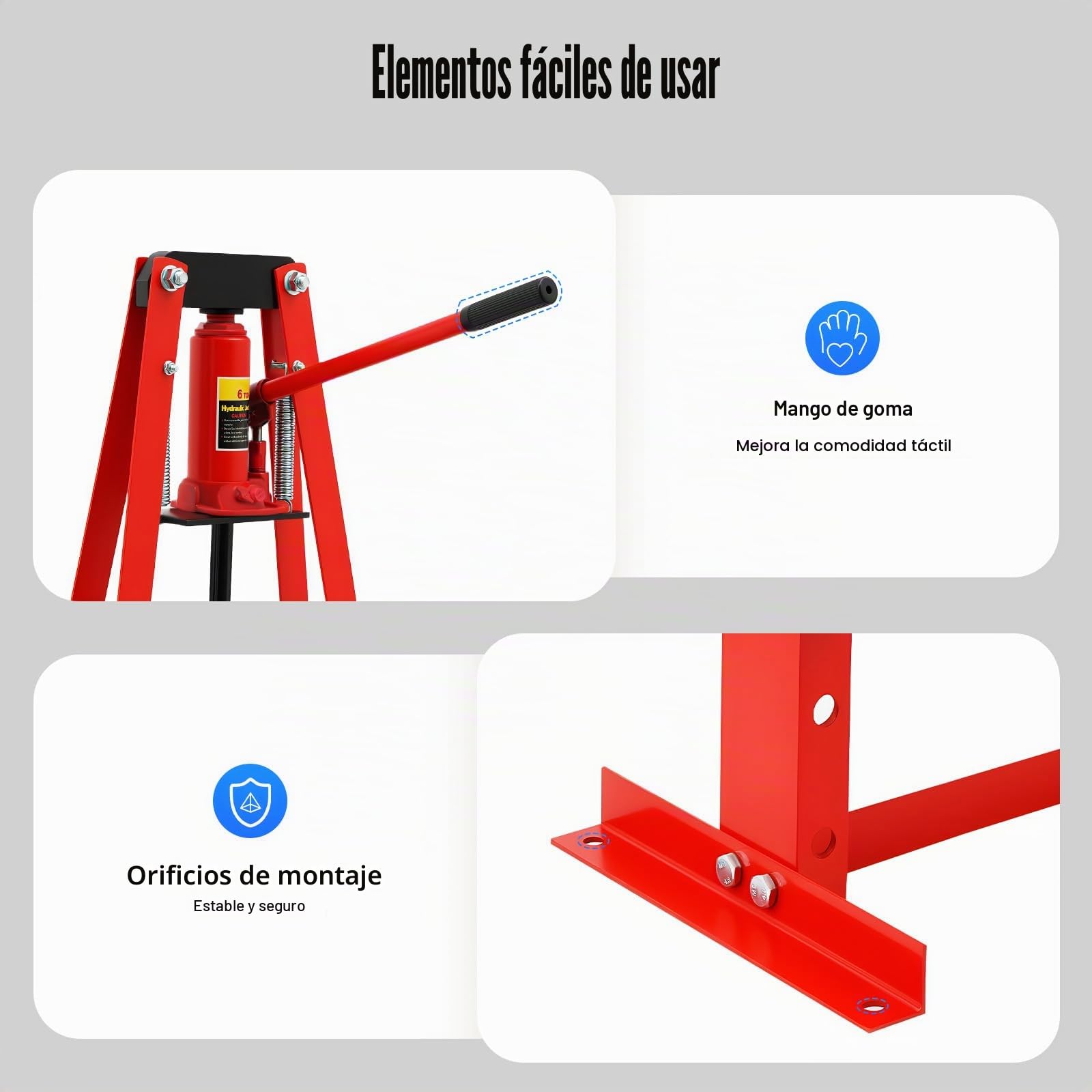 Prensa Hidráulica de Taller 6 T, Prensa con Placas y Rodamientos